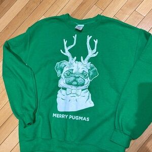 Pug with antlers Christmas pullover